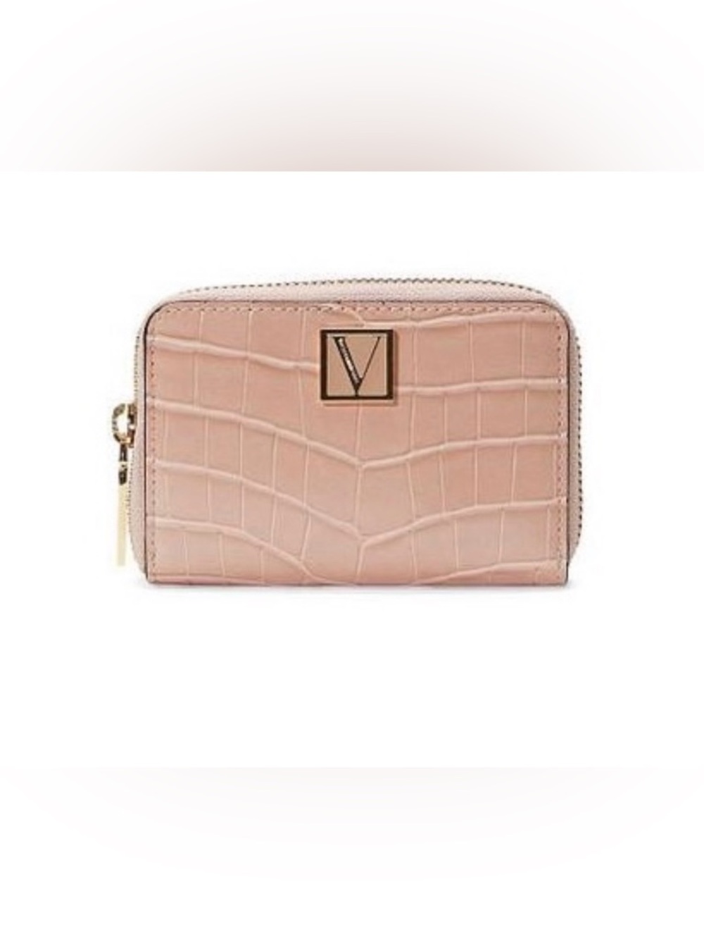 The Victoria Small Wallet By Victoria’s Secret Blush Sand Crocodile Embossed